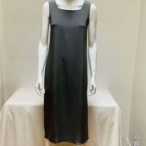 PETER COHEN SQUARE NECK SILK SLEEVELES SHEATH DRESS GRAY LAYERED SILK NWOT
